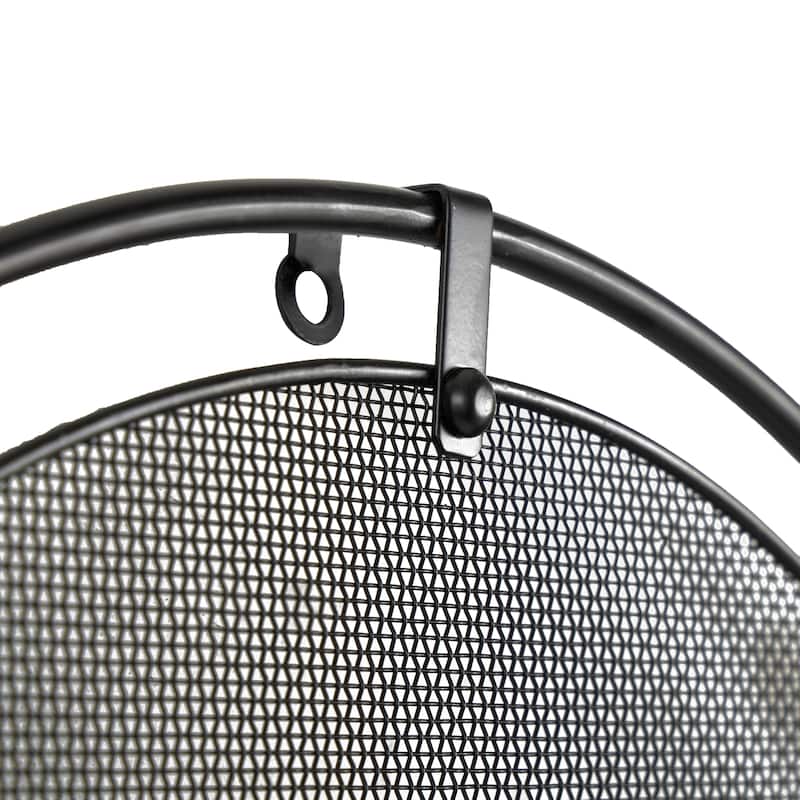 Metal Minimalistic Wall Clock with Mesh Backing - Black - Roche River Decor - 2"W x 24"L x 24"H