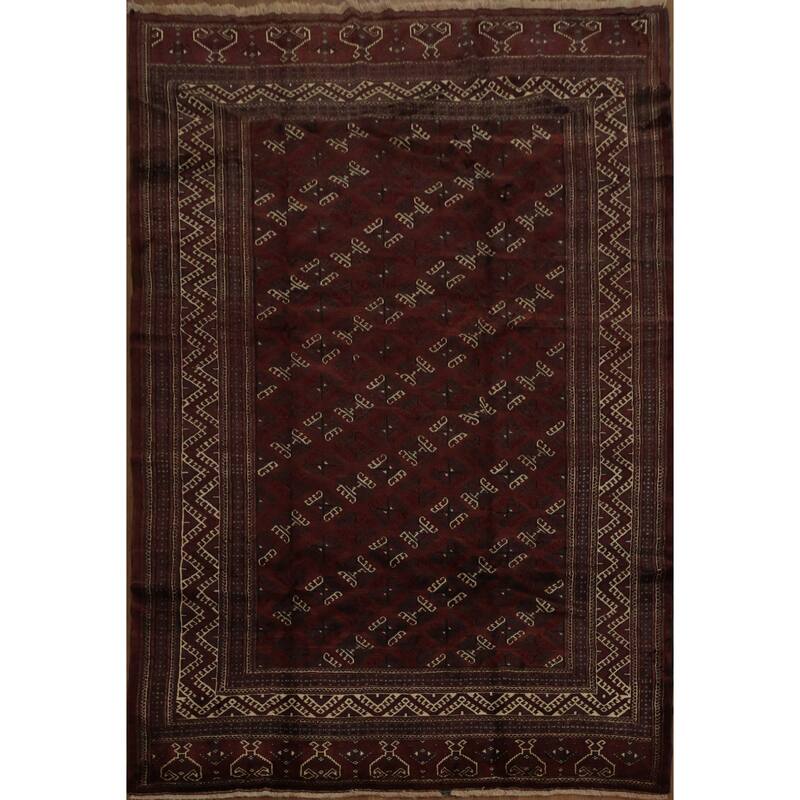 Hand Knotted Oriental 100% Wool Carpet Traditional All-Over Red Turkoman Area Rug - 12' 8'' X 8' 8''