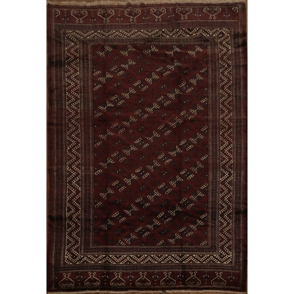 Hand Knotted Oriental 100% Wool Carpet Traditional All-Over Red Turkoman Area Rug - 12' 8'' X 8' 8''