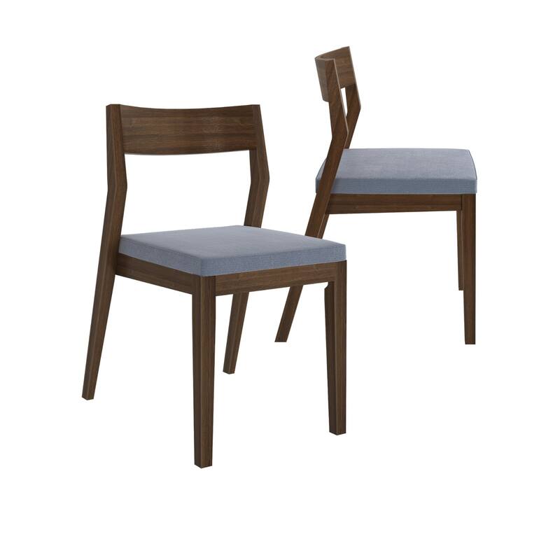 Plank and Beam Modern Solid Wood Upholstered Cushion Dining Chair - Set of 2 - Walnut/Slate Cushion