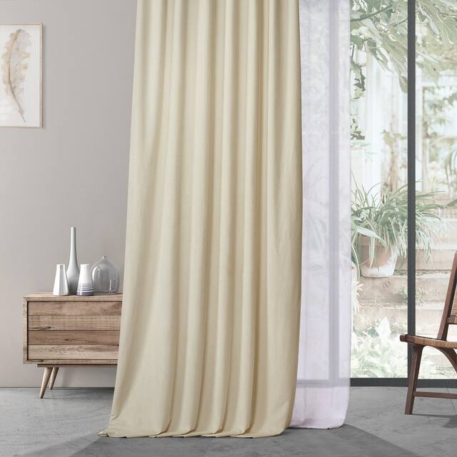 Exclusive Fabrics Urban Lush Velvet Curtain (1 Panel) - 50 X 96 - Tiramisu Cream