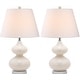 preview thumbnail 6 of 7, SAFAVIEH Lighting 24-inch Eva Double Gourd Glass White Table Lamp (Set of 2) - 14"x14"x24"