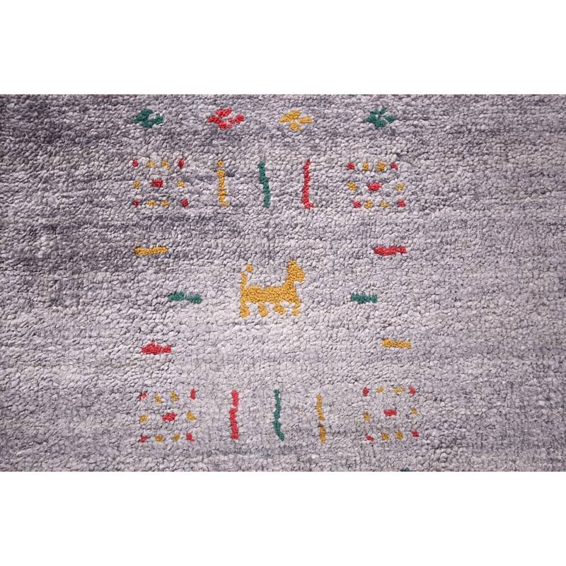 Tribal Gabbeh Indian Square Area Rug Silk Carpet - 7'9" X 8'2"