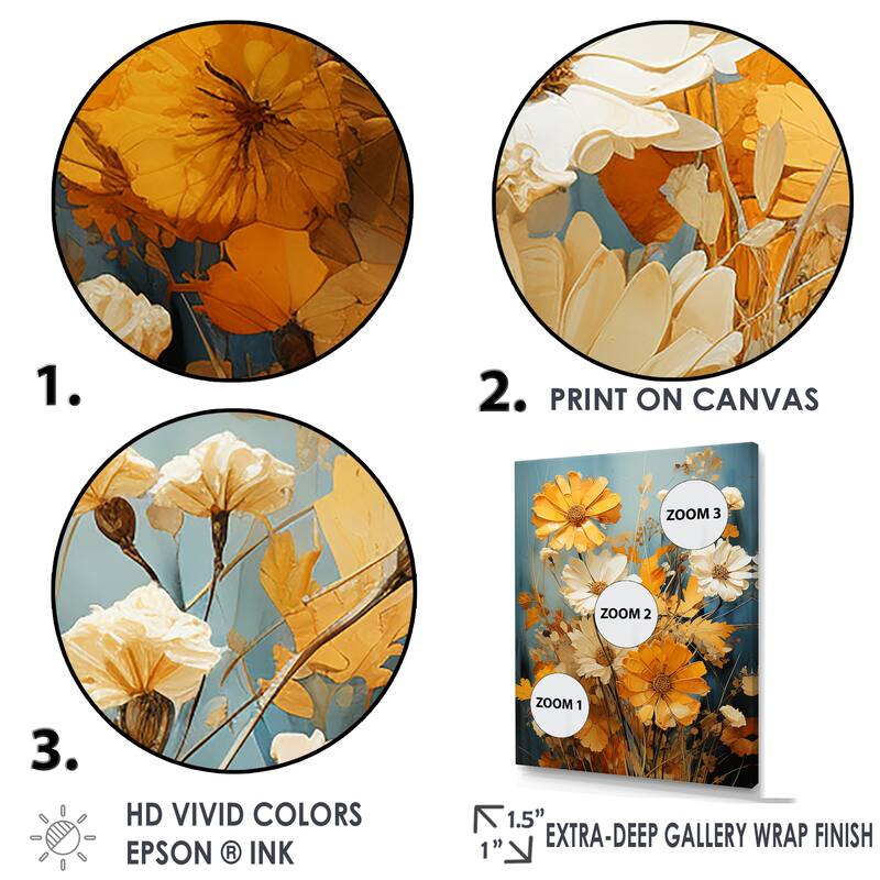 Designart "Vintagea Sunshine Sunflowers II" Sunflowers Framed Wall Art Prints