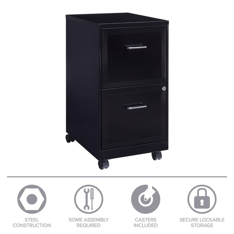 Space Solutions 18" Deep 2-drawer Mobile File Cabinet, Black