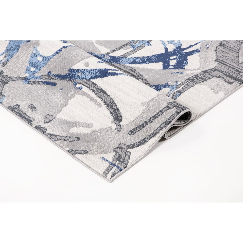 Lela Collection Geometric Circles Polyester Rug