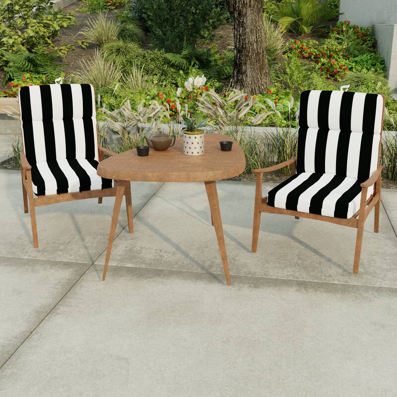 22" x 44" Outdoor Chair Cushion with Ties and Loop - 44'' L x 22'' W x 4'' H - Cabana Black