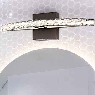 Emerson 18" 1-Light Bohemian Industrial Iron/Acrylic Integrated LED Vanity Light, Oil Rubbed Bronze/Clear by JONATHAN Y