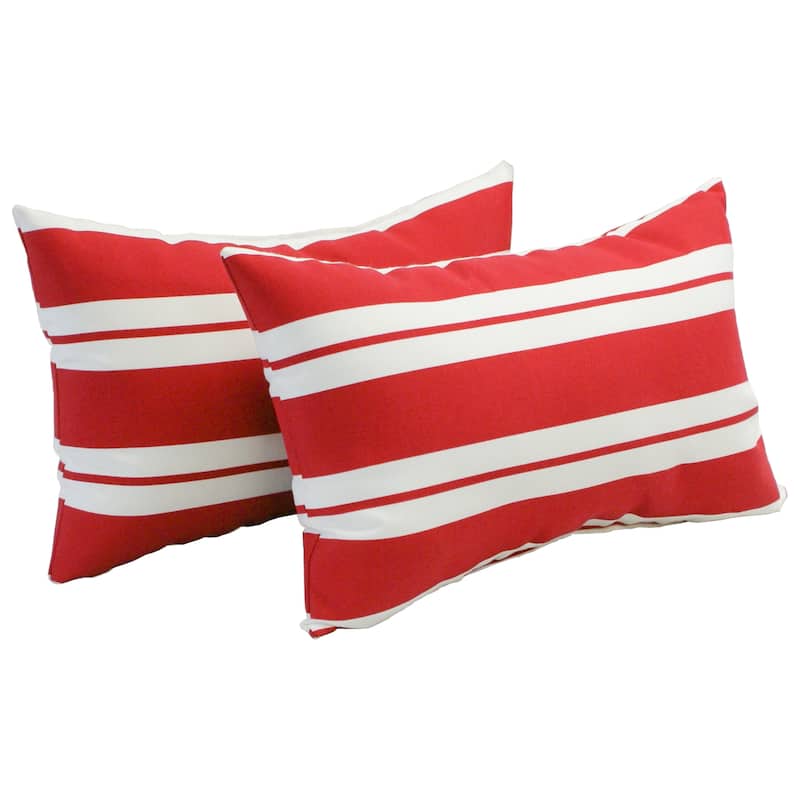 19-inch by 11-inch Outdoor Lumbar Throw Pillow (Set of 2) - Set of 2 - Red Striped