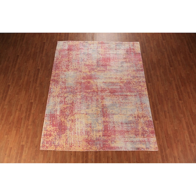 Contemporary Abstract Area Rug Hand-Knotted Wool Carpet - 7'11"x 10'3"