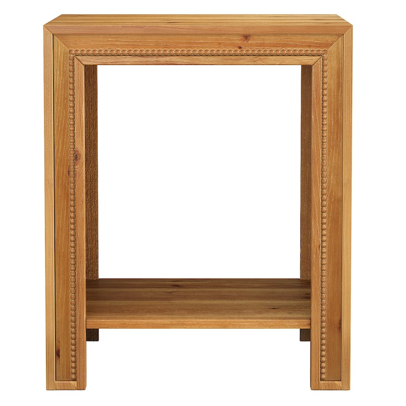 Solid Wood End Table, 2-Tier Side Table with Storage Shelves, Nightstand for Living Room, Bedroom