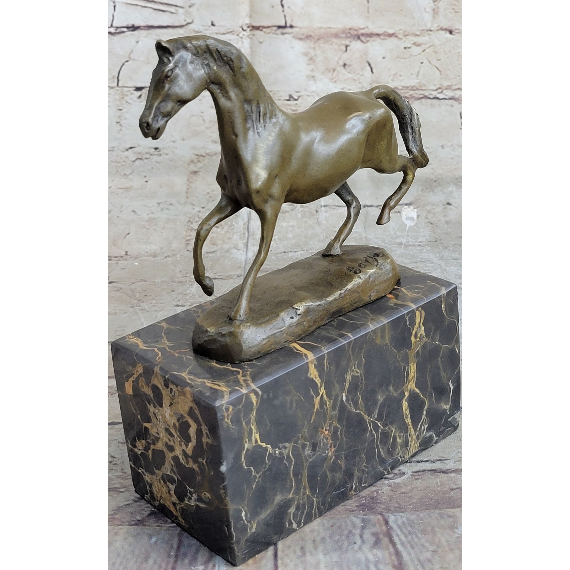 Hot Cast Bronze Galloping Imitative Horse Miniature Bronze Sculpture Statue Figure On Marble Base