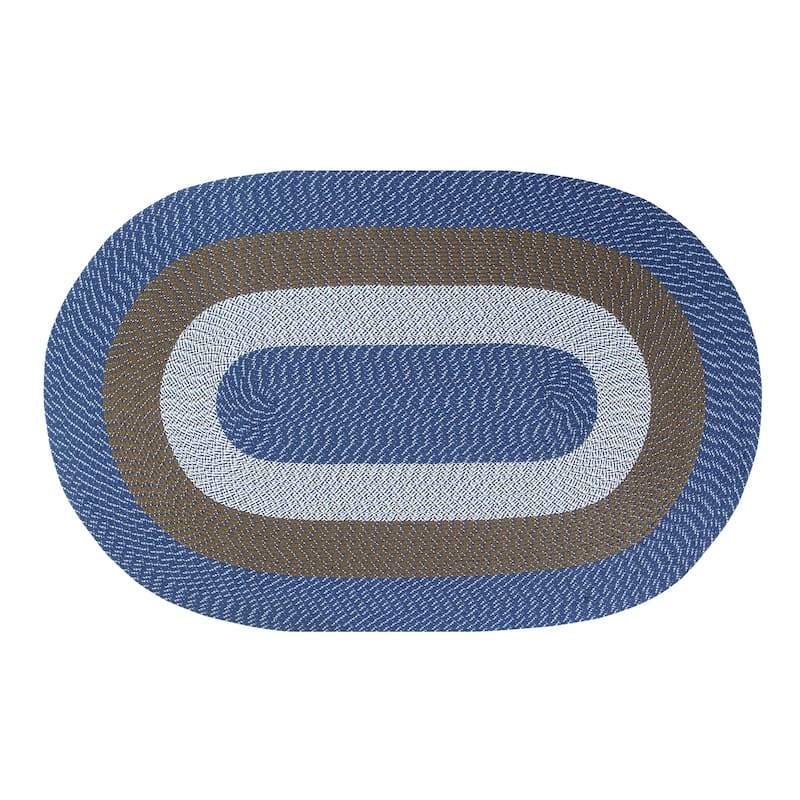 Better Trends Country Braid Reversible Area Rug - 42" x 66" Oval - Chambray Stripe