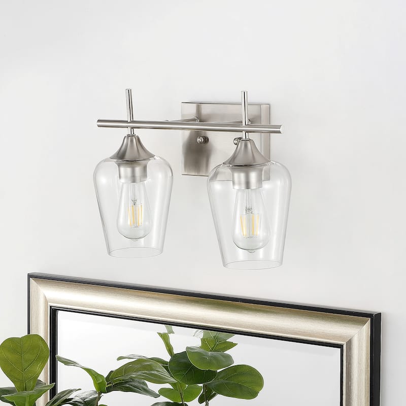 GetLedel 2-Light Bathroom Vanity Light Wall Sconce with Clear Glass Shades