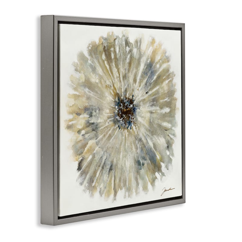 Stupell Neutral Rustic Abstract Flower Framed Floater Canvas Wall Art Design By Liz Jardine