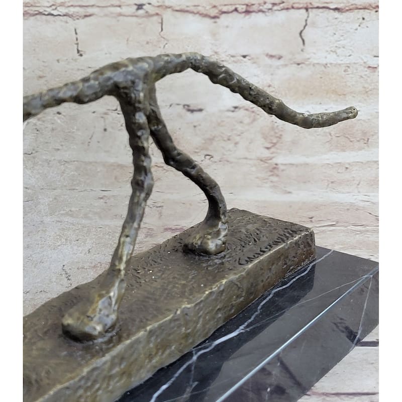 Abstract Cat Bronze Statue Sculpture By Alberto Giacometti Marble Base 6 Inches X 15 Inches