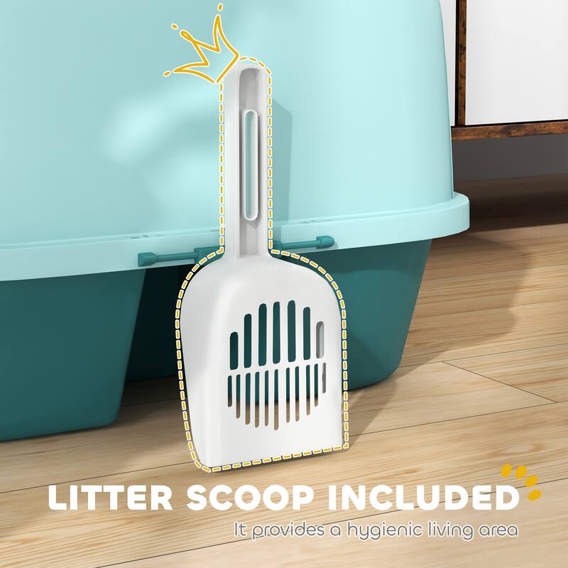 PawHut Cat Litter Box, Covered Litter Box with Lid, Scoop, Easy to Clean & Lockable Openable Cover, Kitty Litter Box