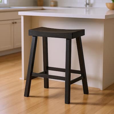 HomeRoots 27" Black Solid Wood Backless Counter Height Bar Chair