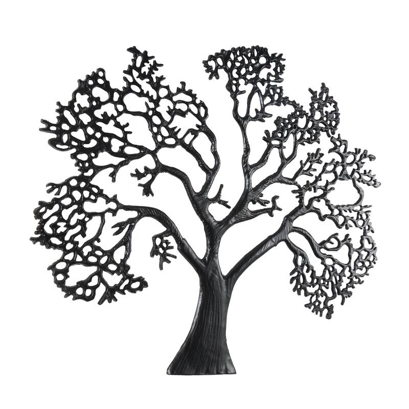 Aluminum Metal Tree Large Textured Home Wall Decor - Black - Roche River Decor