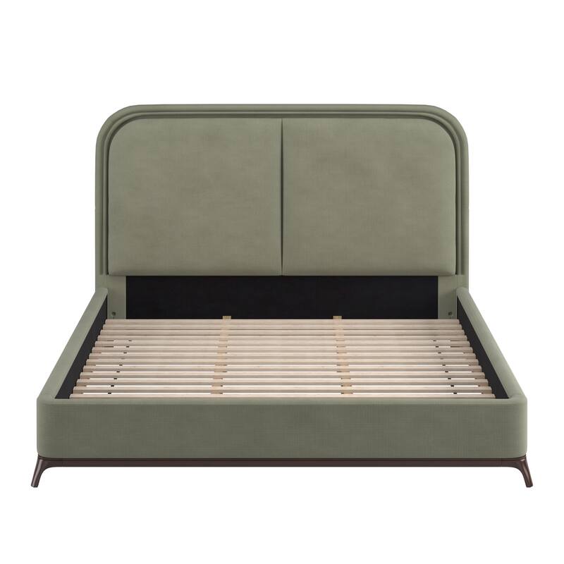 Tremont Curved LED Upholstered Platform Bed with Under-Bed Lighting by iNSPIRE Q Modern