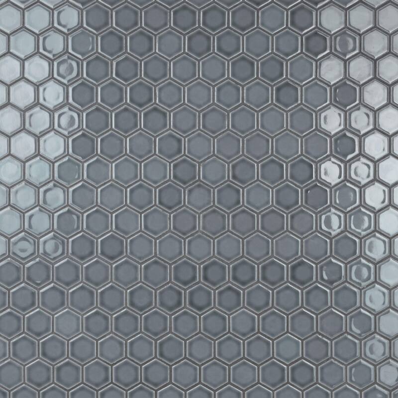 Merola Tile Hudson Due 2" Hex Imperial Grey 10-7/8" x 12-5/8" Porcelain Mosaic Floor and Wall Tile
