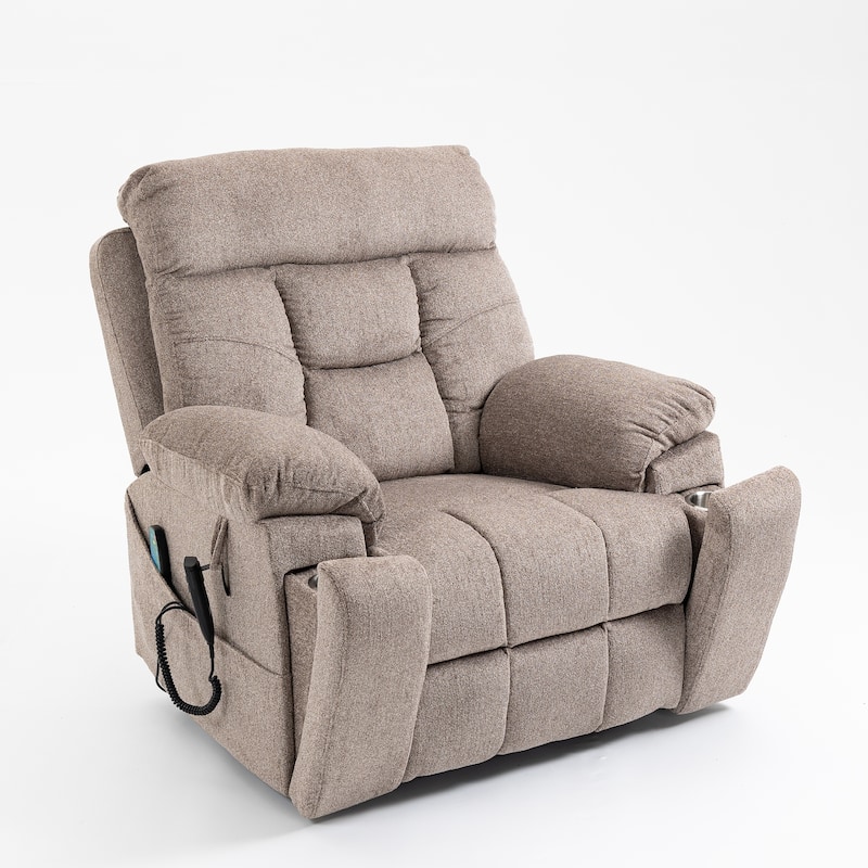 Electric Lift Recliner Chair Sofa Chair, with Heating&Massage - Light Brown