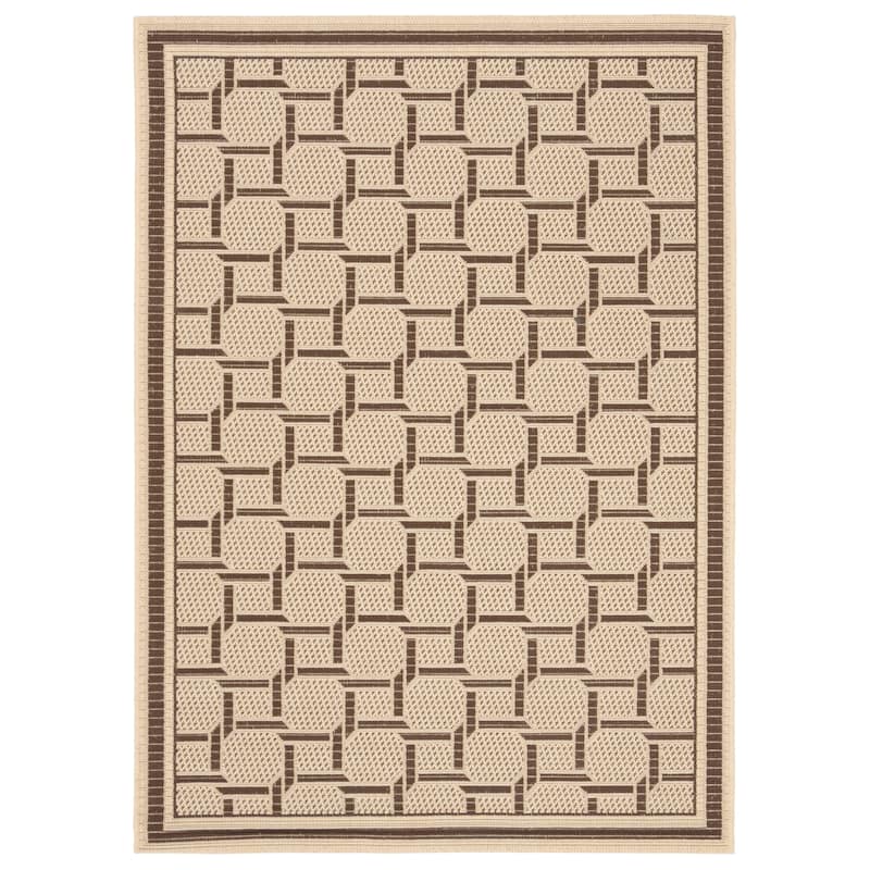 Martha Stewart by SAFAVIEH Resort Weave Indoor/ Outdoor Waterproof Rug - 4' x 5'7" - Cream/Chocolate