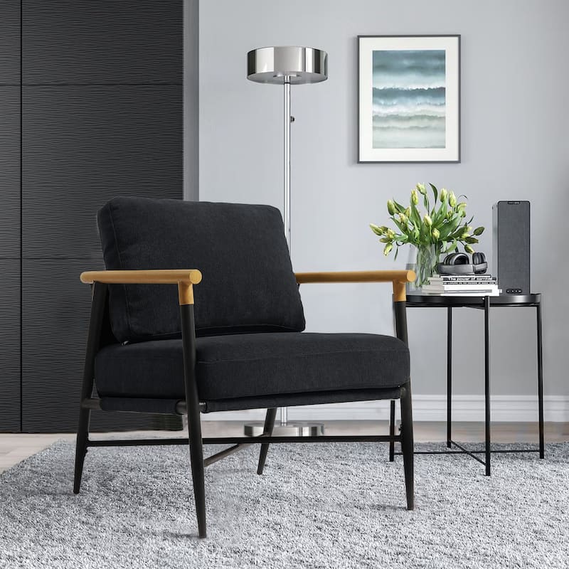Upholstered Accent chair Club Chair for Living Room - X Leg - Black