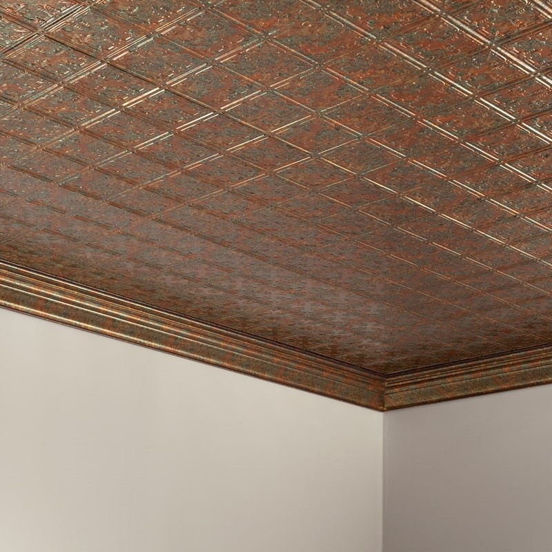 FASÄDE Traditional Style 10 Decorative Vinyl 2ft x 4ft Glue Up Ceiling Panel in Copper Fantasy (5 Pack)