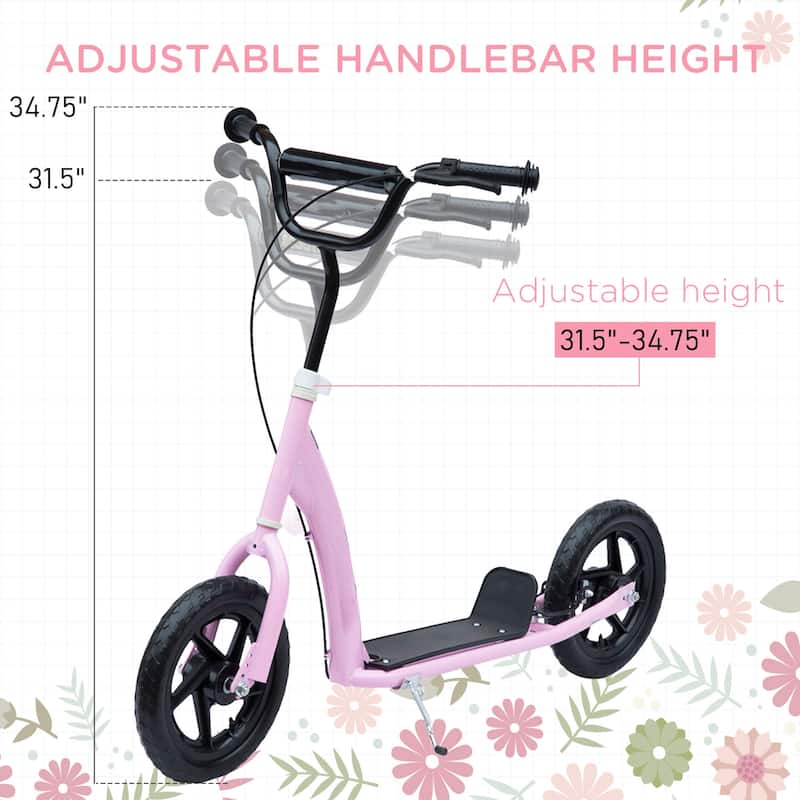 12” Lightweight Adjustable Kids Scooter with Rear Brake and Wheels Safe Riding for Children - 31.7" L x 13.7" W