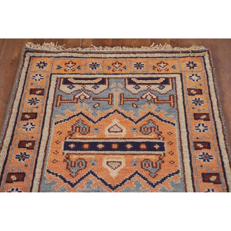 Geometric Orange Heriz Serapi Runner Rug Hand-knotted Wool Carpet - 2'8"x 7'11"