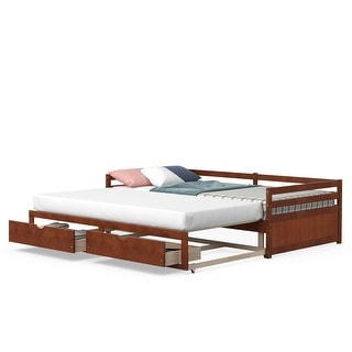 Costway Twin to King Daybed with 2 Drawers Wooden Sofa Bed for - See Details