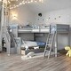 preview thumbnail 2 of 14, Grey 3-in-1 Twin over Twin L-Shaped Bunk Bed with Ladder, Staircase and 3 Drawers
