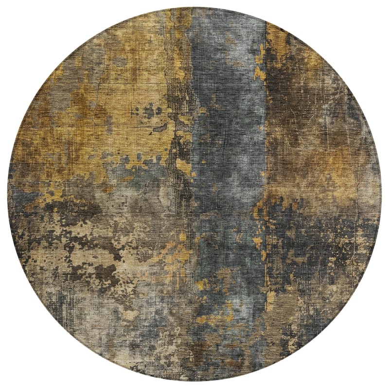 Machine Washable Indoor/ Outdoor Abstract Contemporary Chantille Rug