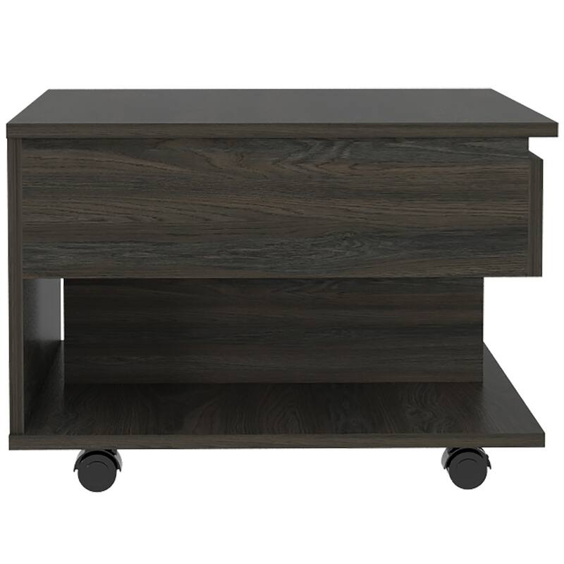 22" Compact Modern Coffee Table with Storage Drawer and Locking Wheels for Living Room or Bedroom - 21.6”L x 19.6”W x 15.3”H - Espresso