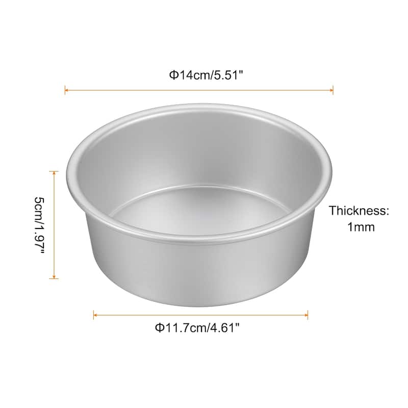 Round Cake Pan Baking Cake Pans Cheesecake Pan Anodized Aluminum - Silver Tone - 5"