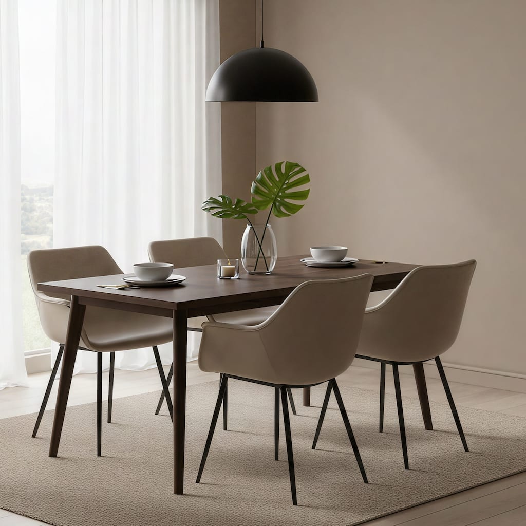 Markley Modern Leather Upholstered Dining Side Chairs with Powder Coated Iron Legs Accent Armchair for Home Kitchen Set of 4