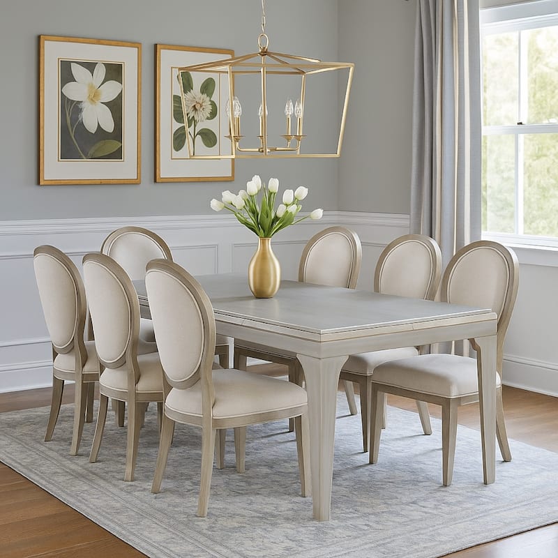Diocles Contemporary Style Dining Table With Tapered Legs, Silver