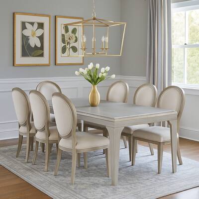 Diocles Contemporary Style Dining Table With Tapered Legs, Silver