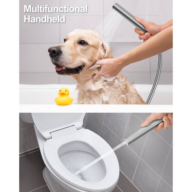 GRANDJOY Shower Faucet Set 12 inch Wall Mount Rainfall Waterfall Shower Head Body Jets Handheld Spray Thermostatic Valve