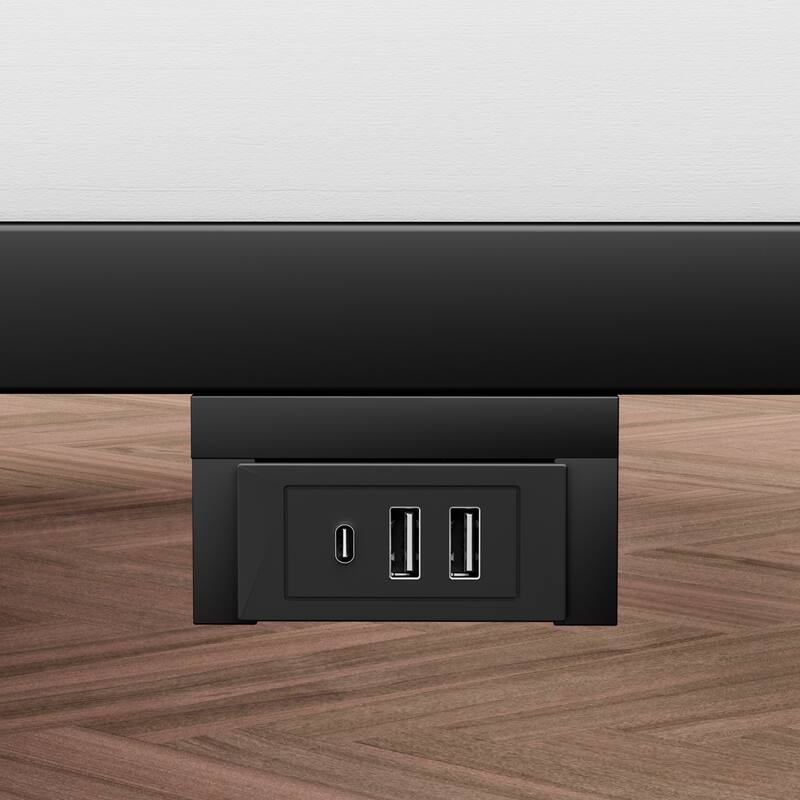 Floating Bed Frame with LED Lights & Charging Station