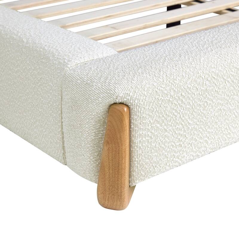 Spruce & Spring Modern Upholstered Platform Bed with Arch Headboard, Solid Wood Frame