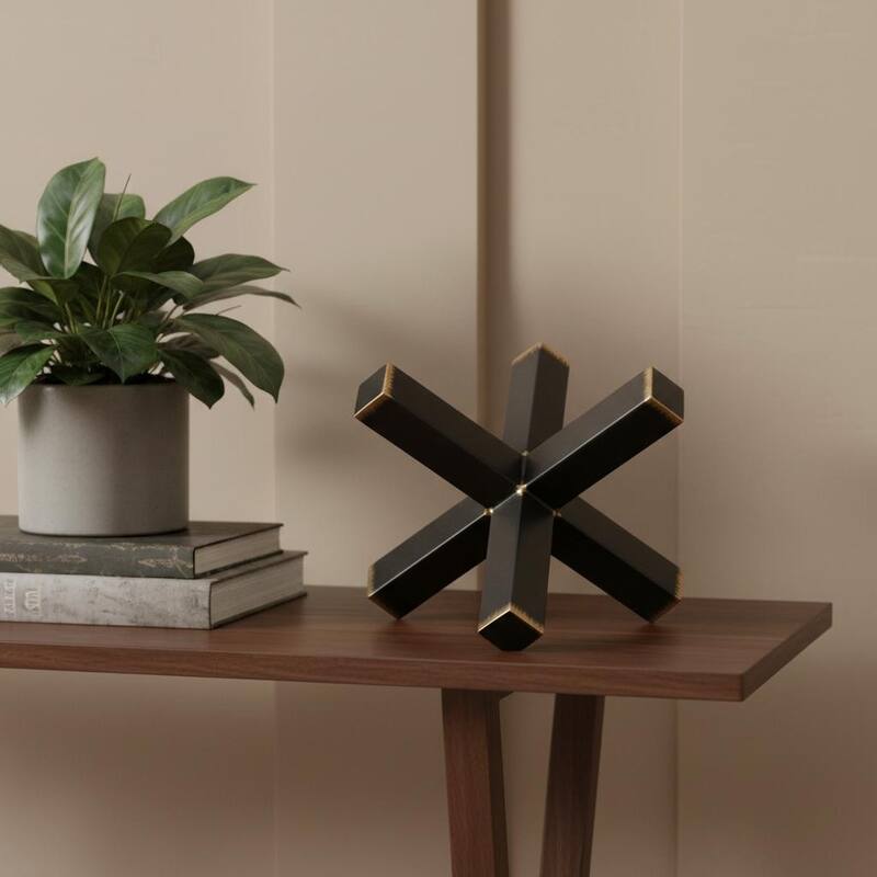 HomeRoots 8" Black Metal Hand Painted Decorative Jack - 8.00 in. x 8.00 in. x 8.00 in. - Black