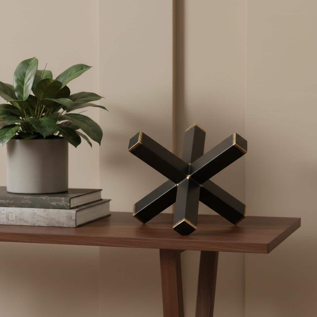 HomeRoots 8" Black Metal Hand Painted Decorative Jack - 8.00 in. x 8.00 in. x 8.00 in.