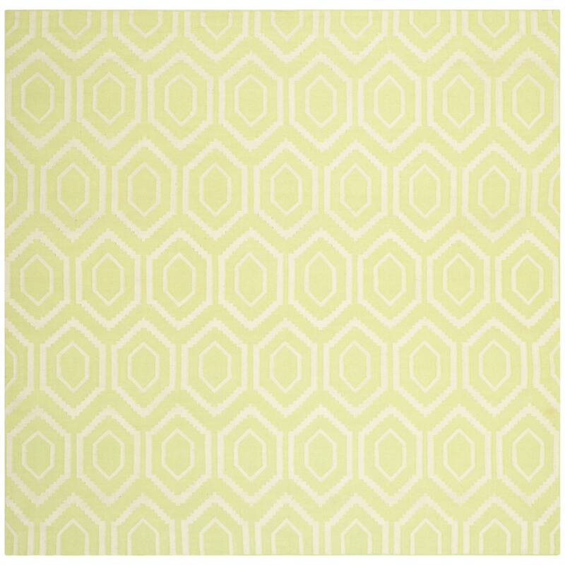 SAFAVIEH Handmade Flatweave Dhurries Roya Modern Moroccan Wool Rug - 8' Square - Green/Ivory