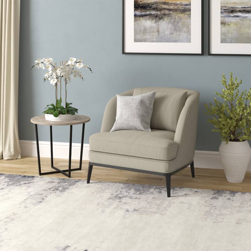 Steel Wood End Table with Round Top and Cross Leg Base - 22” x 22” x 20” (D x W x H)
