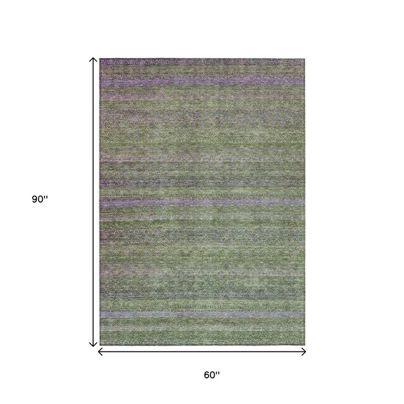 HomeRoots Striped Transitional Rectangle Outdoor Rug