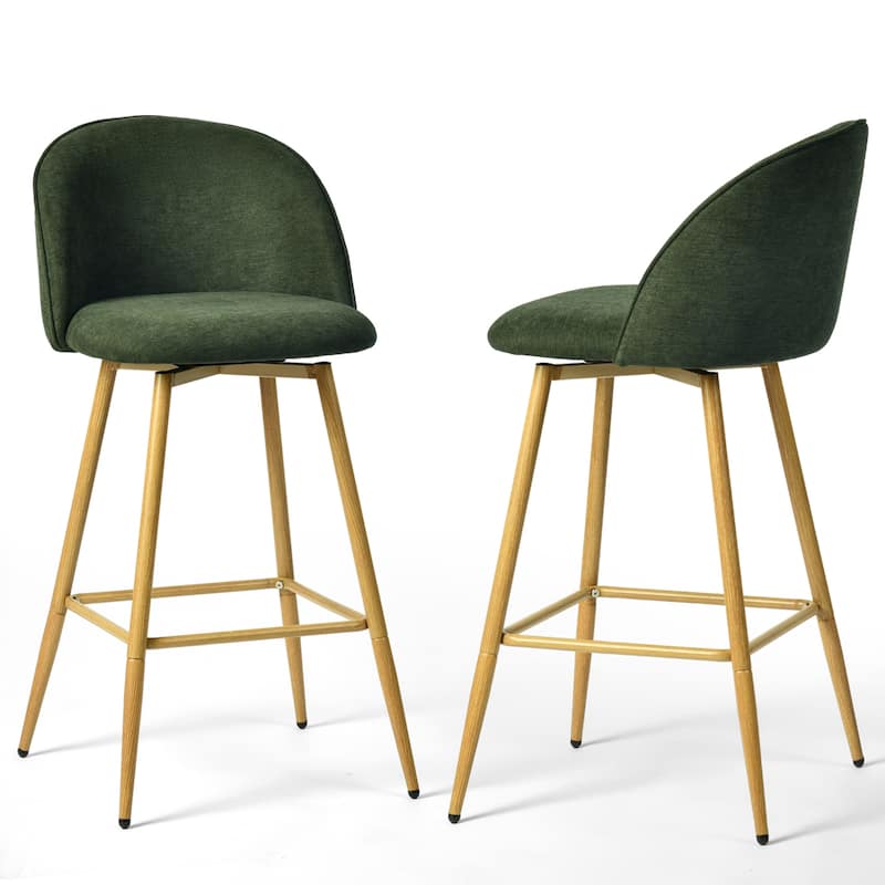 Homy Casa Upholstered Counter Stools with Curved Back and Metal Legs for Kitchen Islands,Breakfast Bars