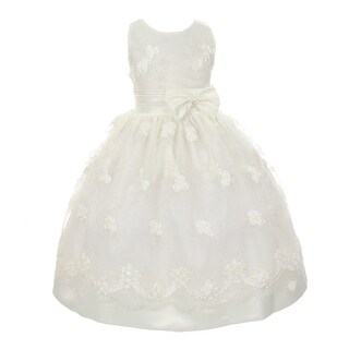 Kids Dream Little Girls White Lace Sash Pearl Flower Girl Dress 2-6 Kids Dream Little Girls White Lace Sash Pearl Flower Girl Dress 2-6