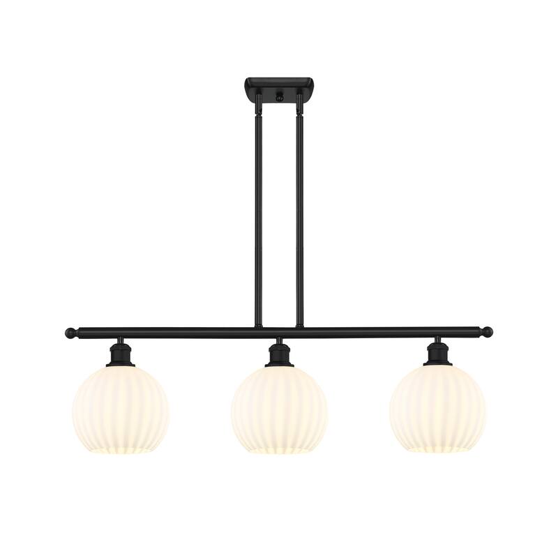Innovations Lighting 516-3I-11-36-White Venetian-Indoor Pendant Large - Matte Black / White Venetian